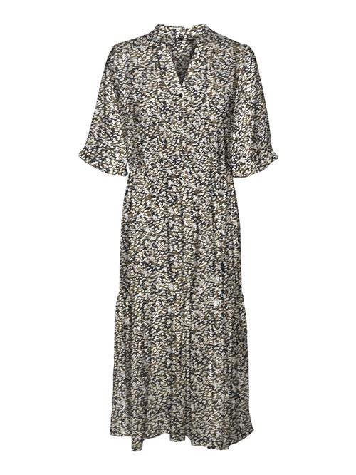 VERO MODA Kjole 'EASY'  brun / grøn / hvid