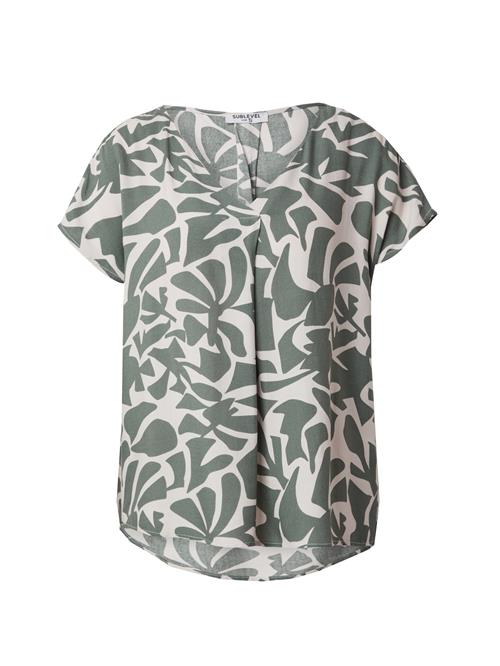 Sublevel Bluse  creme / mørkegrøn
