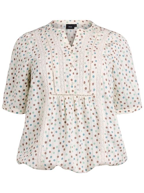 Zizzi Bluse 'Gitte'  lyseblå / brun / pastelgrøn / hvid