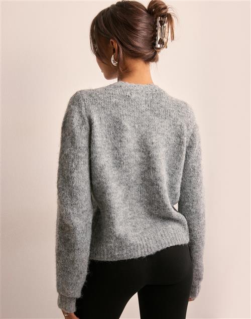 Vero Moda - Grå - Vmnovah Ls O-Neck Button Cardi Ga N