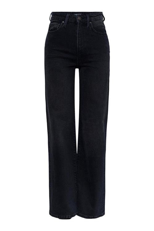 Flikka High Waist Wide Jeans - Black Denim - Herre - 25/32 - PIECES