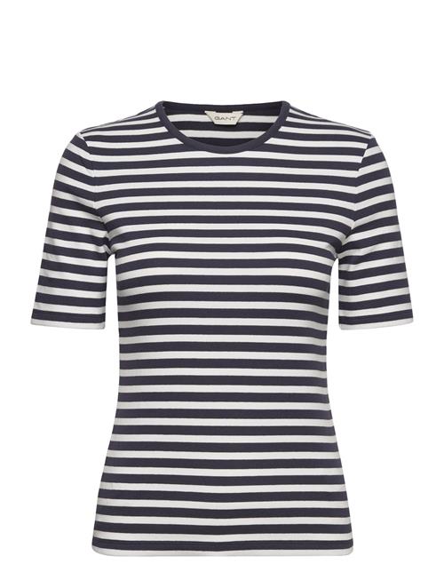 Slim Striped 1X1 Ribbed Ss T-Shirt GANT Blue