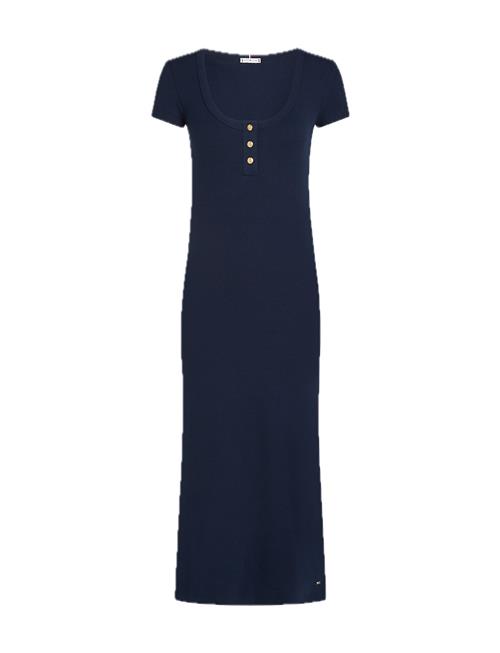 Slim Henley Gold Btn Dress Tommy Hilfiger Navy