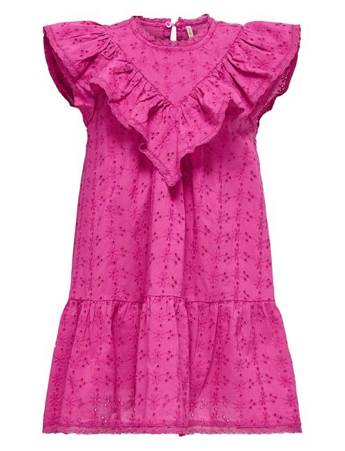 Kmgmargot Life S/L Embroidery Dress Wvn Kids Only Pink