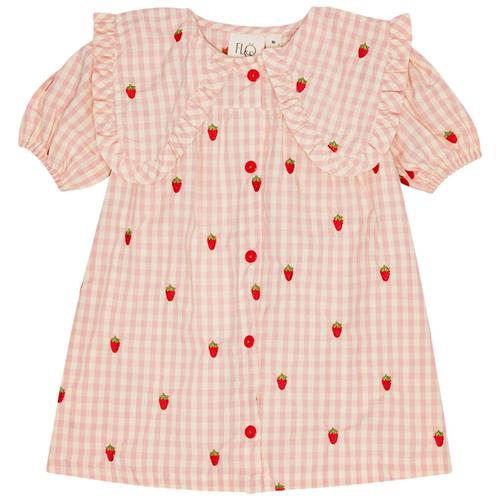 Flöss Dolly Dress Pink Berry Gingham | Lyserød | 140 cm