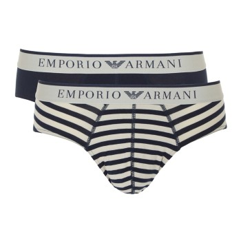 Emporio Armani Armani Cotton Stretch Print Briefs 2P Sort Mønster bomuld X-Large Herre