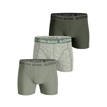 Björn Borg 3P Cotton Stretch Boxer 1721 Grøn Mønster bomuld X-Small Herre