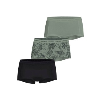 Björn Borg Trusser 3P Everyday Cotton Boxer Shorts Sort/Grøn bomuld Large Dame