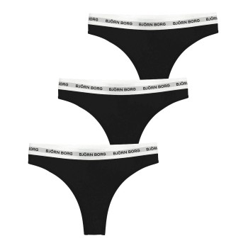 Björn Borg Trusser 3P Logo Thong Sort bomuld X-Small Dame