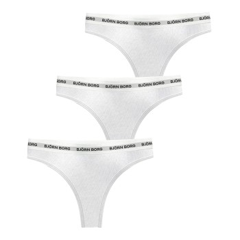 Björn Borg Trusser 3P Logo Thong Hvid bomuld Large Dame