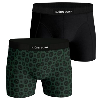Björn Borg 2P Premium Cotton Stretch Boxer Sort/Grøn bomuld X-Large Herre