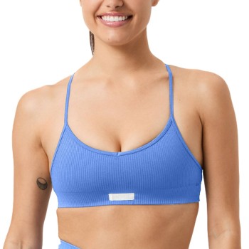 Björn Borg BH Studio Seamless Ribbed Strap Bra Blå polyamid L/XL Dame