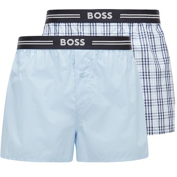 BOSS 2P EW Boxer Shorts Lyseblå/Ternet polyester Large Herre
