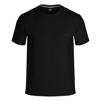 BOSS Rib T Shirt Sort bomuld Large Herre