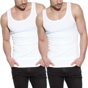 Se Bread & Boxers Bread and Boxers Men Tanks 2P Hvid økologisk bomuld XX-Large Herre ved Timarco