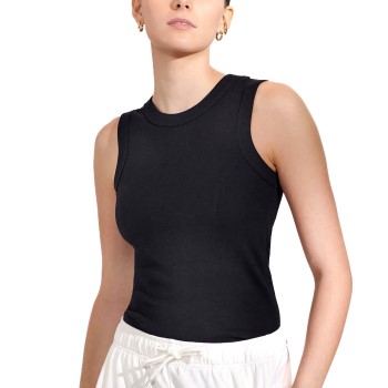 Bread & Boxers Bread and Boxers Tank Crew Neck Ribbed Sort økologisk bomuld Large Dame