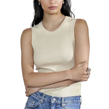 Bread & Boxers Bread and Boxers Tank Crew Neck Ribbed Sand økologisk bomuld X-Large Dame