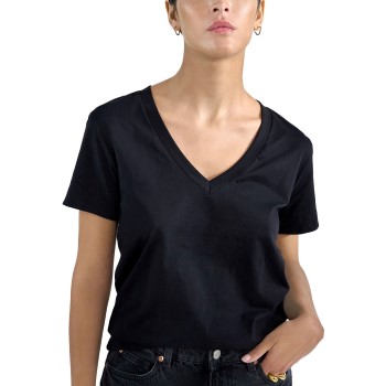Bread & Boxers Bread and Boxers V-Neck Regular Tee Sort økologisk bomuld X-Small Dame
