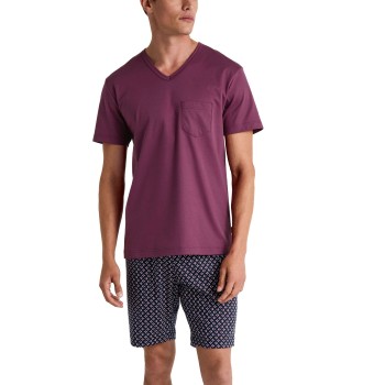 Calida Relax Streamline V-neck Short Pyjama Vinrød  bomuld Large Herre