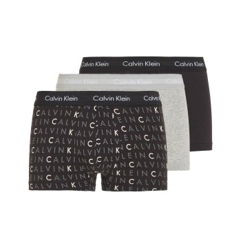 Calvin Klein 3P Cotton Stretch Low Rise Trunks Sort Mønster bomuld Large Herre