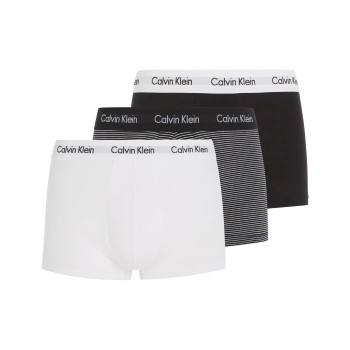 Calvin Klein 3P Cotton Stretch Low Rise Trunks Sort stribet bomuld X-Small Herre