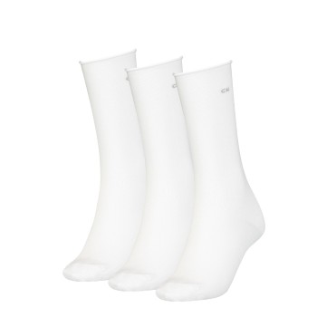 Calvin Klein Legwear Calvin Klein Strømper 3P Emma Roll Top Crew Socks Hvid Strl 37/41 Dame