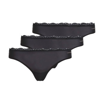Calvin Klein Trusser 3P Lace Thongs Sort polyamid Large Dame