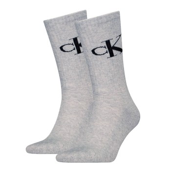 Calvin Klein Strømper 2P Monogram Crew Socks Grå Str 39/42 Herre