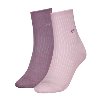 Calvin Klein Legwear Calvin Klein Strømper 2P Short Sock Roll Top Rosa/Lilla Str 35/38 Dame
