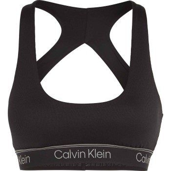 Calvin Klein BH Sport Ribbed Medium Impact Sport Bra Sort polyester Large Dame