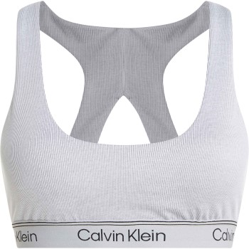 Calvin Klein BH Sport Ribbed Medium Impact Sport Bra Grå polyester Large Dame