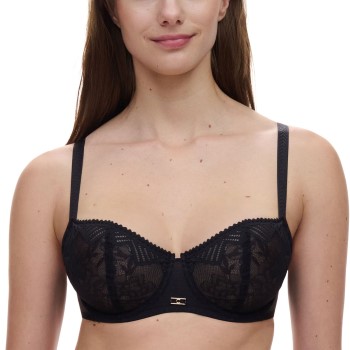 Chantelle BH Origins Lace Unlined Demi Bra Sort nylon E 75 Dame