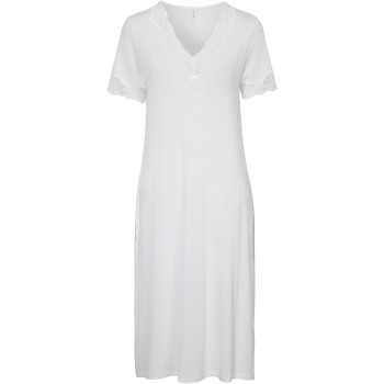 Damella Bamboo Plain Lace Short Sleeve Nightdress Elfenben Bambus X-Large Dame