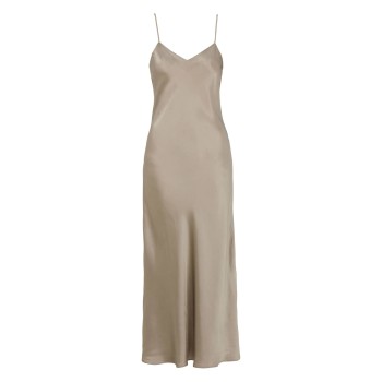 Damella Long Silk Nightdress Nougat silke X-Large Dame