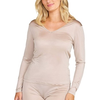 Damella Silk Long Sleeve Beige silke X-Small Dame