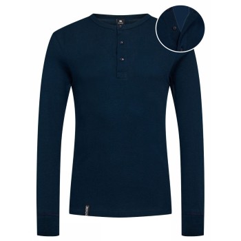 Dovre Organic Cotton Grand Dad Rib Shirt Marineblå økologisk bomuld Large Herre