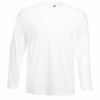 Fruit of the Loom Valueweight Long Sleeve T Hvid bomuld Medium Herre