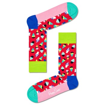 Happy socks Strømper 3P Ice Cream Sock Rød/Rosa bomuld Str 36/40