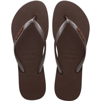 Havaianas Slim Logo Metallic Mørkbrun  Str 37/38 Dame
