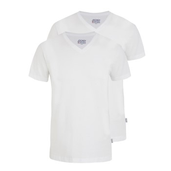 Jockey 2P V-Neck T-Shirt Hvid bomuld Small Herre