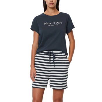 Marc O'Polo Marc O Polo Lounge Short Pyjama Set Hvid/Marine bomuld X-Large Dame