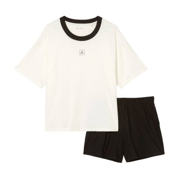 Marc O'Polo Marc O Polo Organic Cotton Short Pyjama Set Hvid/Sort bomuld Small Dame