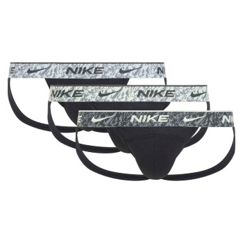 Nike 6P Everyday Cotton Stretch Jockstrap Sort/Grå bomuld Small Herre