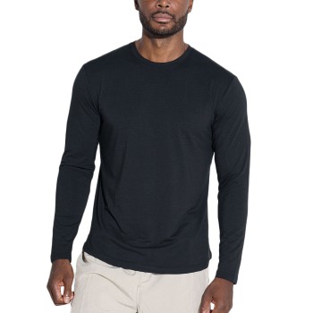 Panos Emporio Bamboo Crew Longsleve Tee Sort Medium Herre