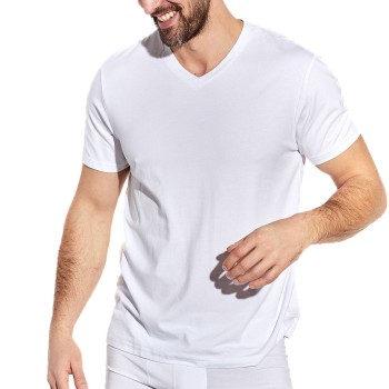 Panos Emporio Bamboo V-neck Tee Hvid Small Herre