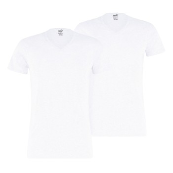 Puma 2P Basic V-neck Tee Hvid bomuld Large Herre