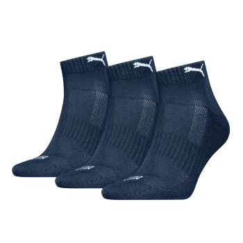 Puma Strømper 3P Cushioned Quarter Sock Marineblå Str 35/38