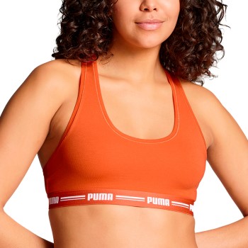 Puma BH Iconic Racer Back Bra Orange Small Dame