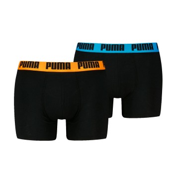 Puma 2P Men Everyday Basic Boxer Sort/Orange bomuld Small Herre