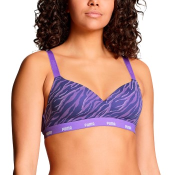 Puma BH Printed Padded Top Lilla bomuld Large Dame